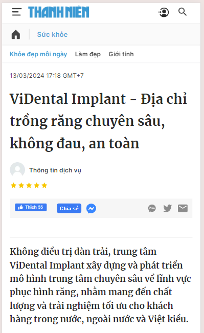 Báo chi nói về Vidental Implant